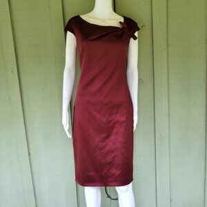 New MAX MARA Burgundy Satin Cocktail Dress 8
